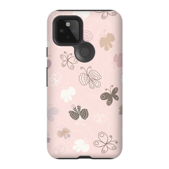 Pixel 5 StrongFit Pretty Pink and Purple Butterflies on Light Pink by Paula Ohreen