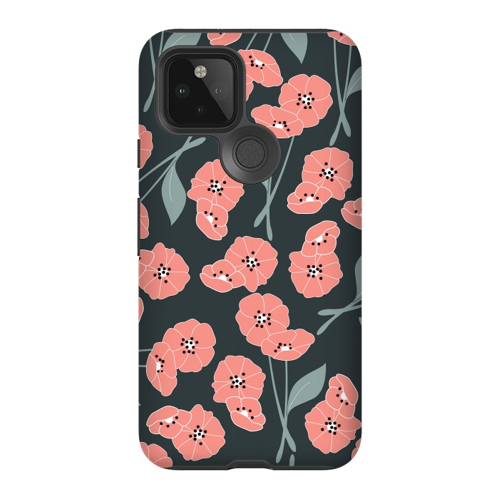 Pixel 5 StrongFit Delicate Flowers Dark by Jelena Obradovic