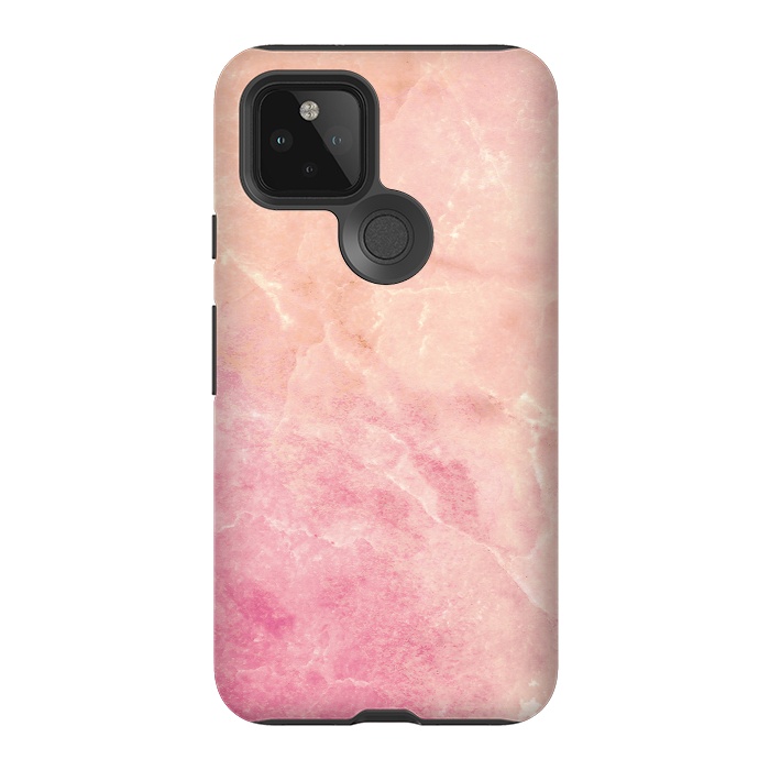 Pixel 5 StrongFit Peach pink marble by Oana 