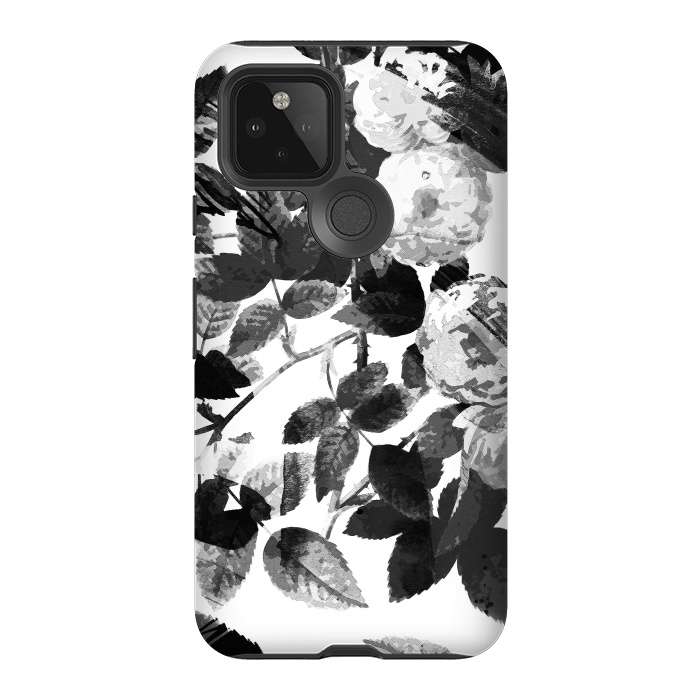 Pixel 5 StrongFit Black and white ink roses by Oana 