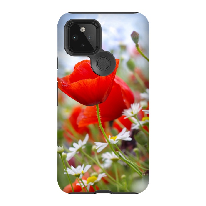 Pixel 5 StrongFit Red & White Flowers by Bledi