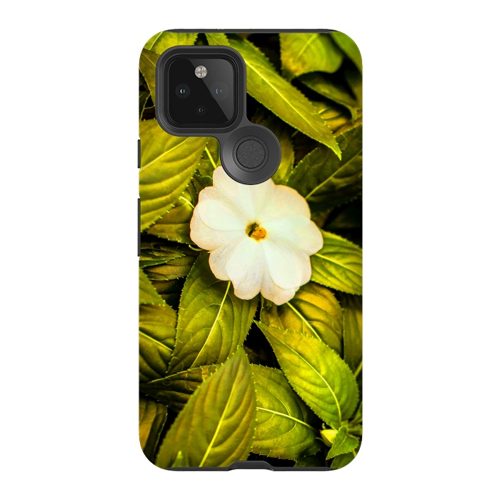 Pixel 5 StrongFit Leaves and White Flower by Bledi