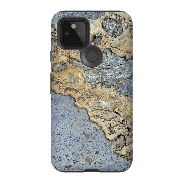 Pixel 5 StrongFit Blue and Gold Marble by Alemi