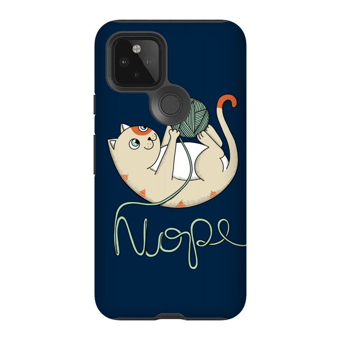 Pixel 5 StrongFit Cat Nope Blue by Coffee Man