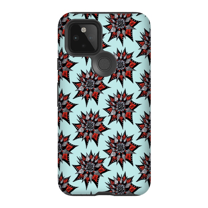 Pixel 5 StrongFit Spiked Abstract Ink Drawn Flower Pattern by Boriana Giormova