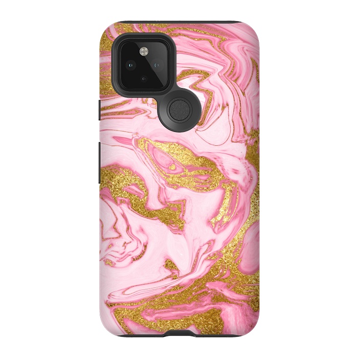 Pixel 5 StrongFit Pink and Gold Marble by  Utart