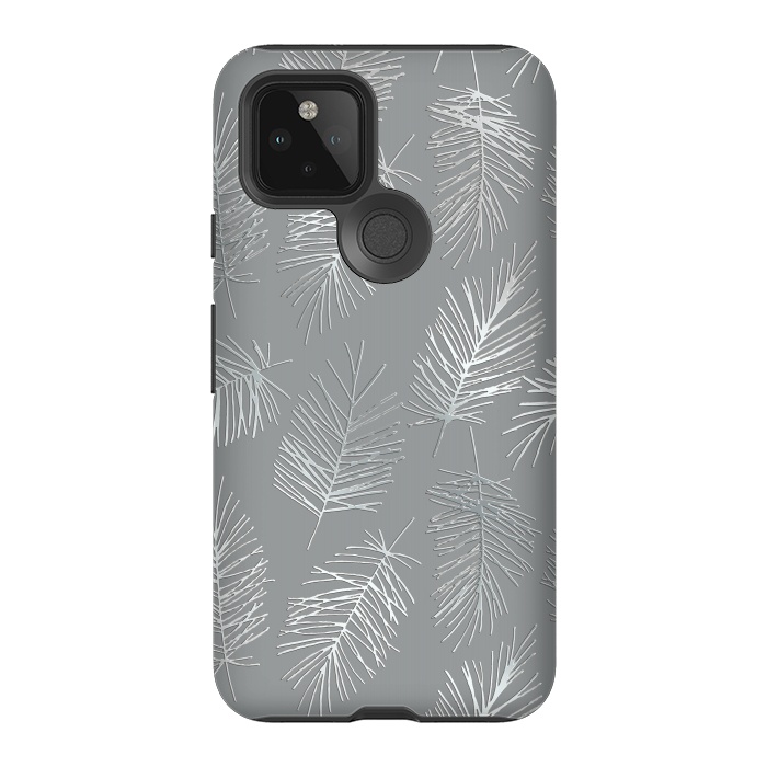 Pixel 5 StrongFit Silver Palm Leaves by Andrea Haase