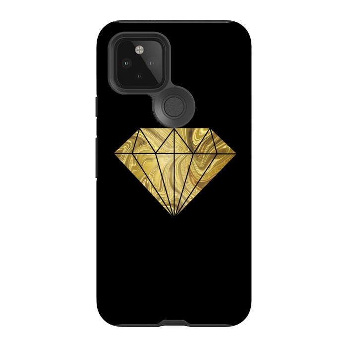 Pixel 5 StrongFit Golden Diamond  Faux Glitter On Black by Andrea Haase