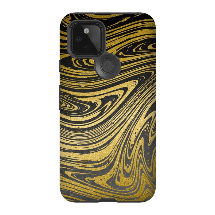 Pixel 5 StrongFit Black Gold Marble 2 by Andrea Haase