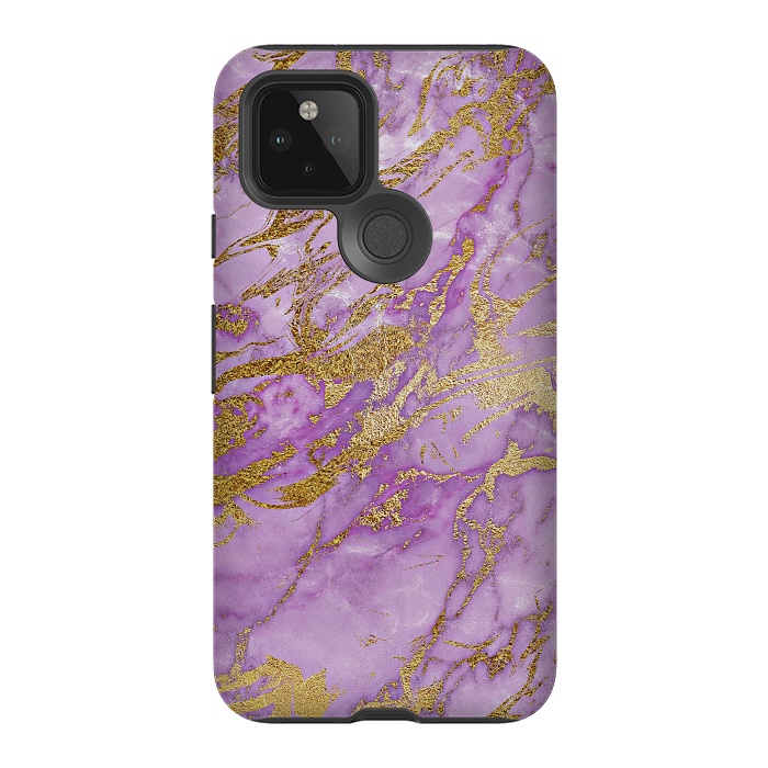 Pixel 5 StrongFit Purple and Gold Marble by  Utart