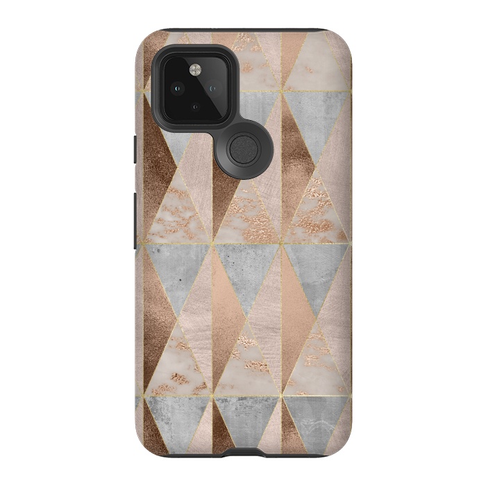 Pixel 5 StrongFit Modern Marble Geode Copper Triangle Argyle by  Utart