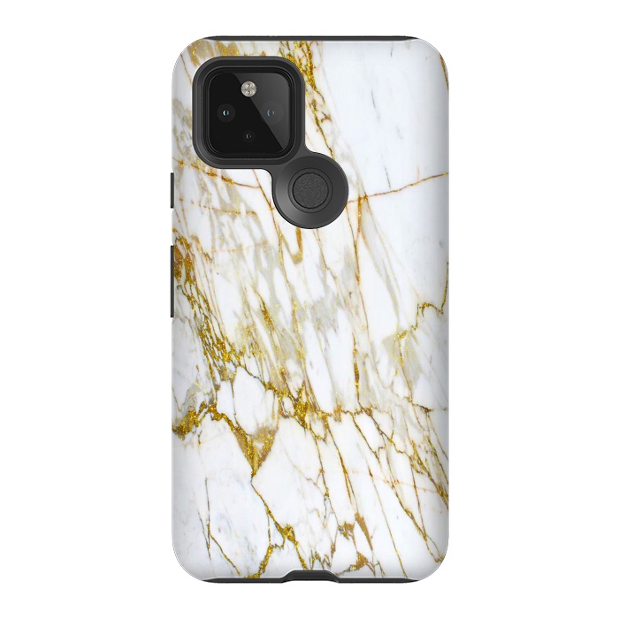 Pixel 5 StrongFit white gold marble by haroulita