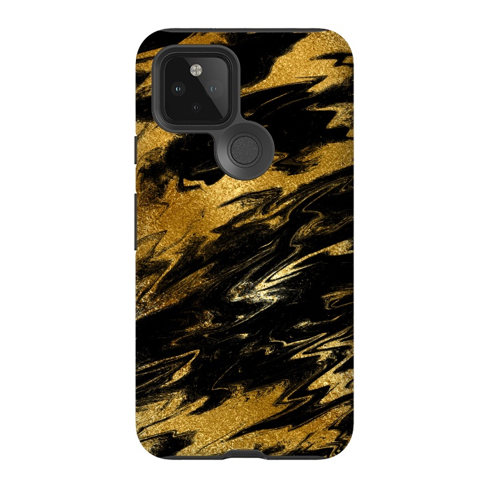 Pixel 5 StrongFit Black and Gold Marble by  Utart