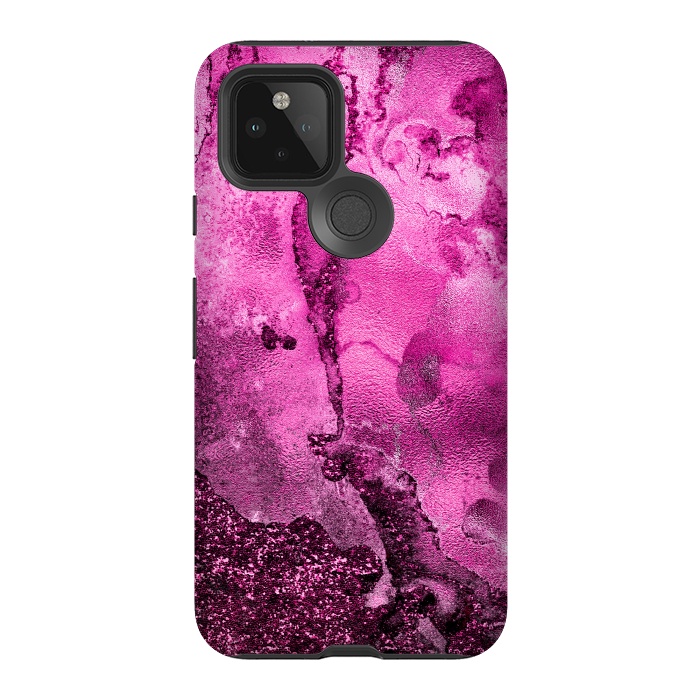 Pixel 5 StrongFit Purple and Pink Glittering Ink Marble by  Utart