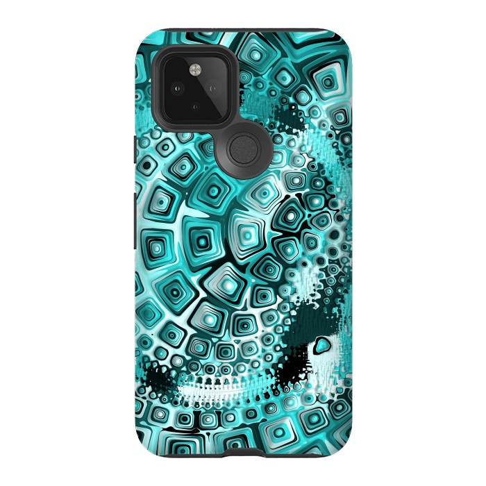 Pixel 5 StrongFit Teal Blue Fractal 2 by Andrea Haase