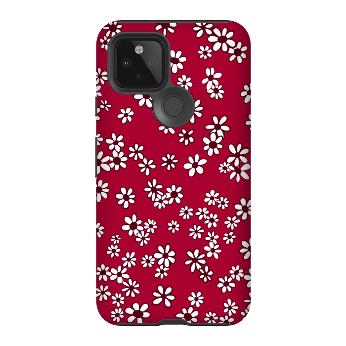 Pixel 5 StrongFit Ditsy Daisies on Bright Pink by Paula Ohreen