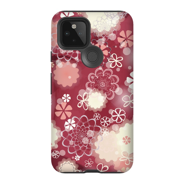 Pixel 5 StrongFit Lacy Flowers on Bright Pink by Paula Ohreen