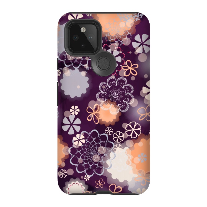 Pixel 5 StrongFit Lacy Flowers on Dark Purple by Paula Ohreen