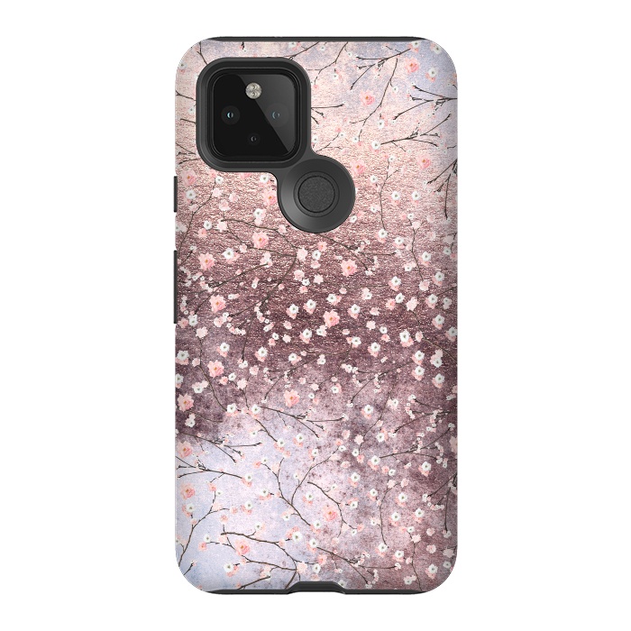 Pixel 5 StrongFit Metal vintage Pink Cherry Blossom Pattern by  Utart