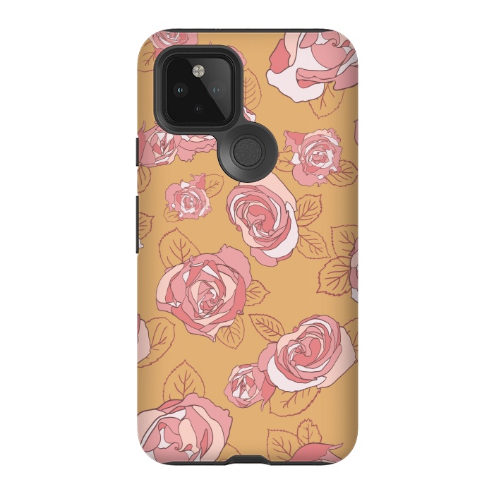 Pixel 5 StrongFit Retro Roses on Mustard by Paula Ohreen