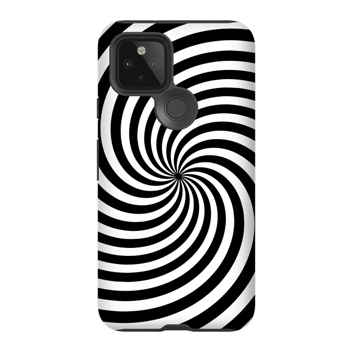 Pixel 5 StrongFit Concentric Spiral Op Art Black And White 2 by Andrea Haase