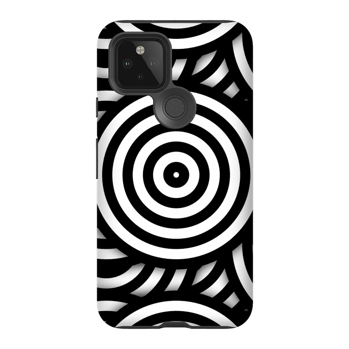 Pixel 5 StrongFit Pop-Art Circle Pattern Black White 2 by Andrea Haase