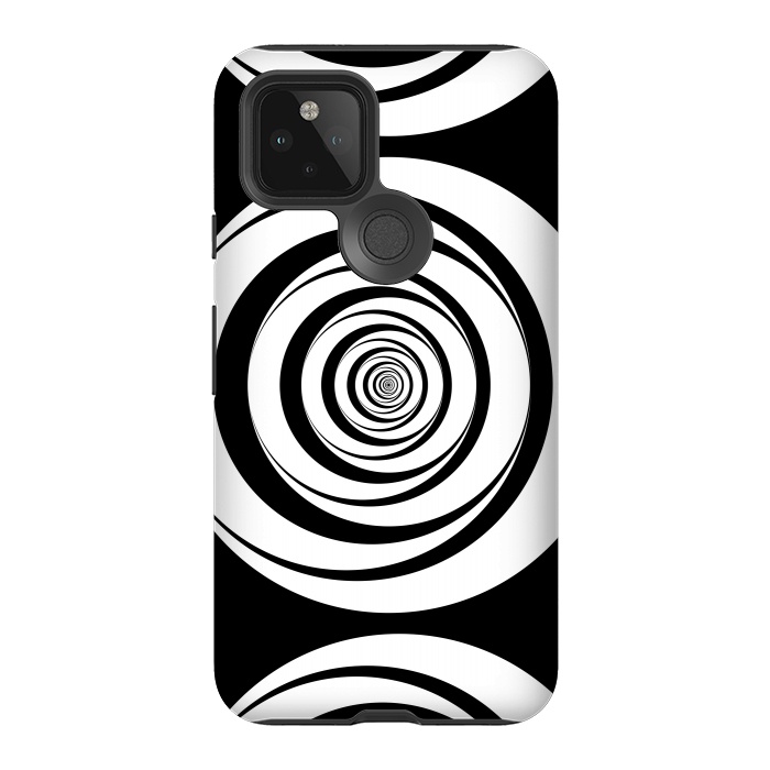 Pixel 5 StrongFit Concentric Circles Pop-Art Black White 2 by Andrea Haase