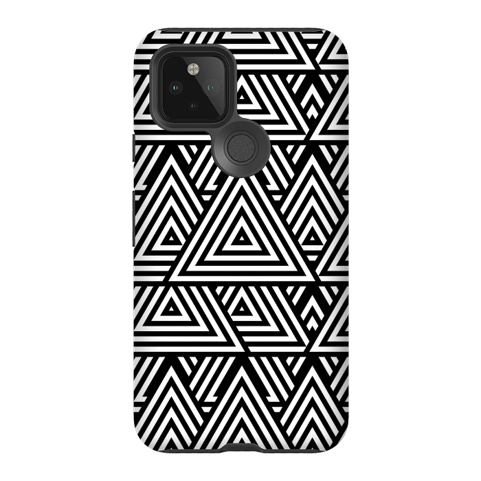 Pixel 5 StrongFit Black White Triangle Pattern by Andrea Haase
