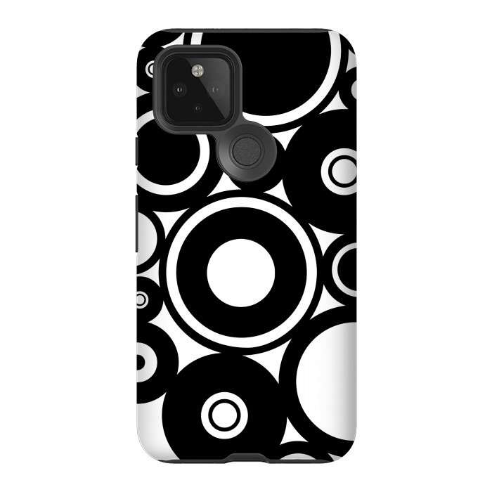 Pixel 5 StrongFit Pop-Art Black White Circles by Andrea Haase