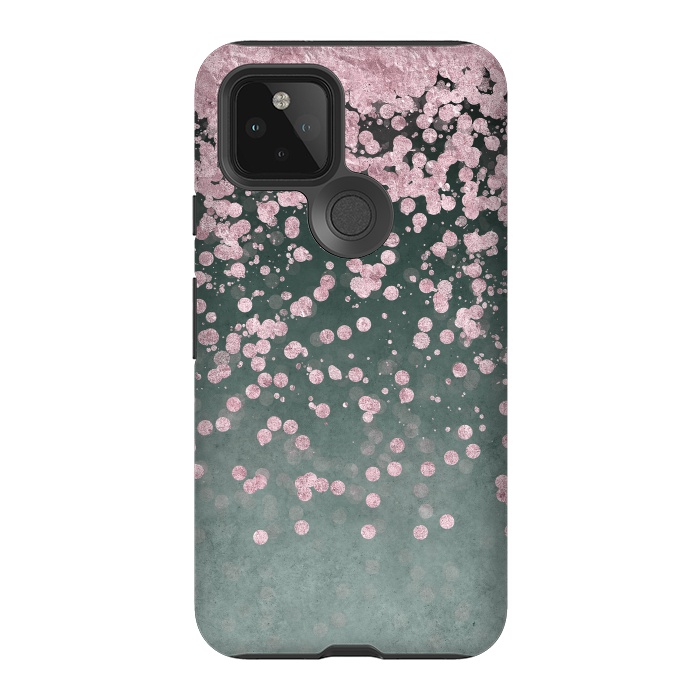 Pixel 5 StrongFit Pink Glitter On Teal 2 by Andrea Haase