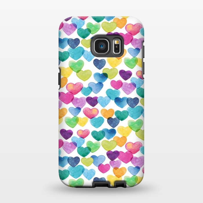 Galaxy S7 EDGE StrongFit Scattered Love Hearts by gingerlique