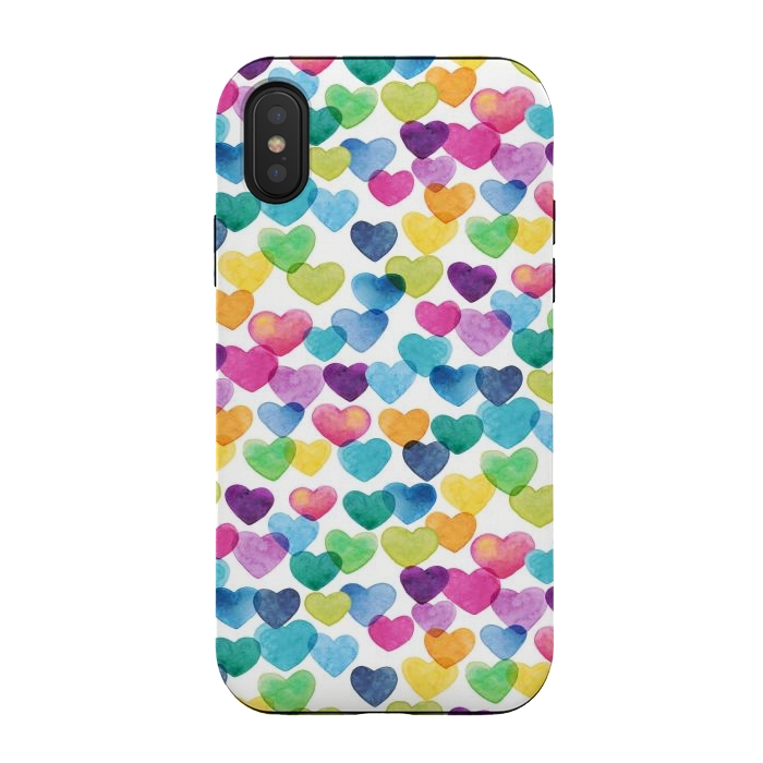 iPhone Xs / X StrongFit Scattered Love Hearts by gingerlique