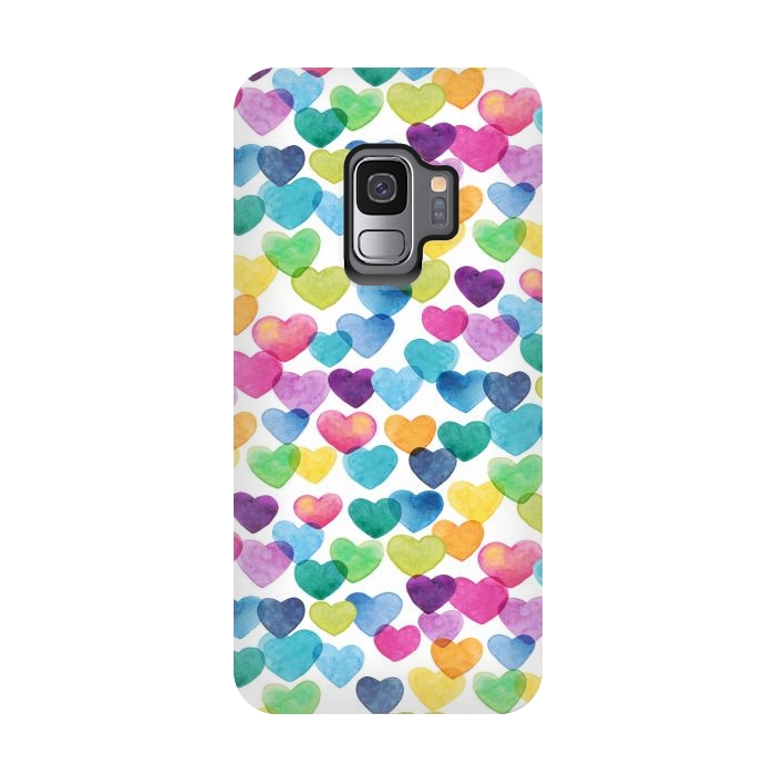 Galaxy S9 StrongFit Scattered Love Hearts by gingerlique