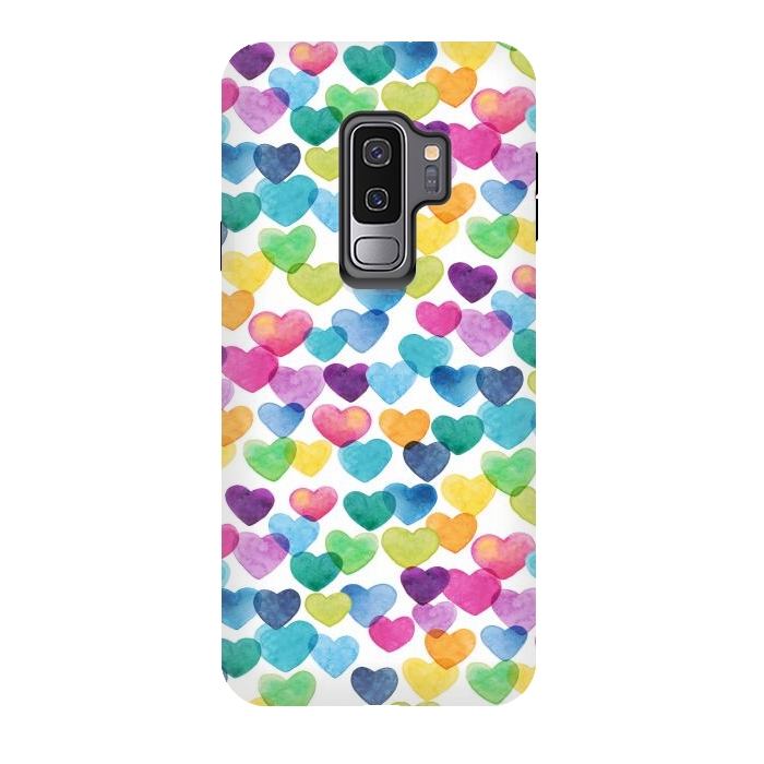 Galaxy S9 plus StrongFit Scattered Love Hearts by gingerlique