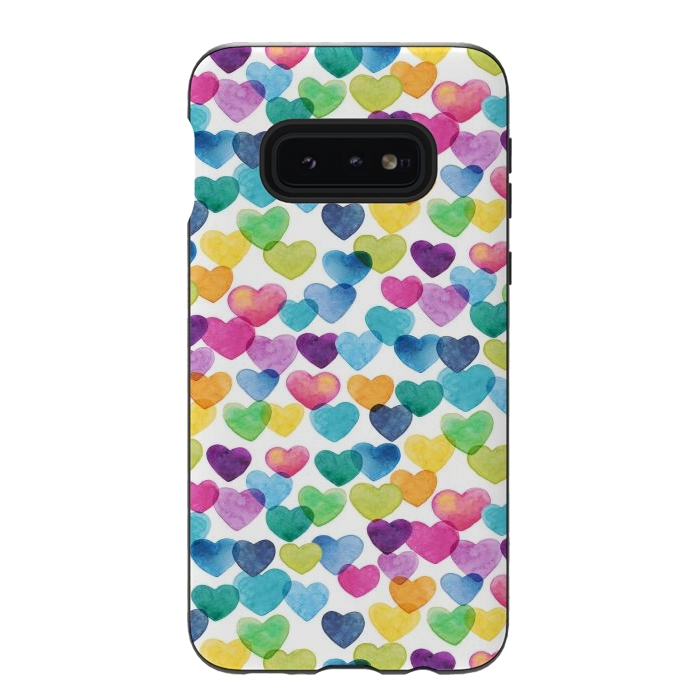 Galaxy S10e StrongFit Scattered Love Hearts by gingerlique