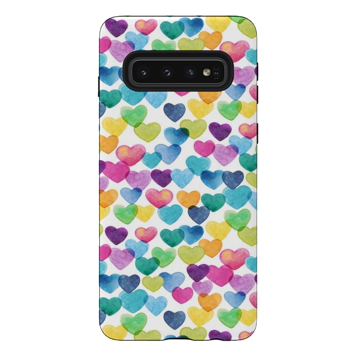 Galaxy S10 StrongFit Scattered Love Hearts by gingerlique