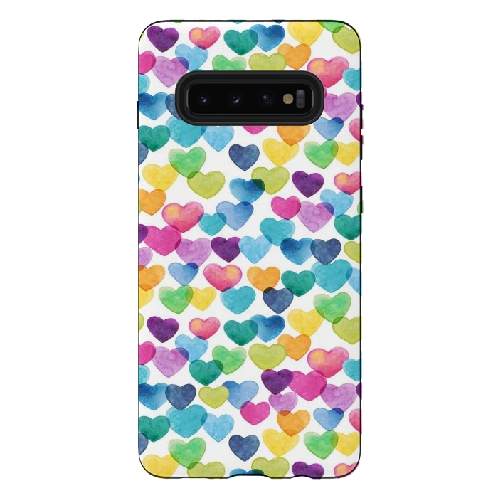 Galaxy S10 plus StrongFit Scattered Love Hearts by gingerlique
