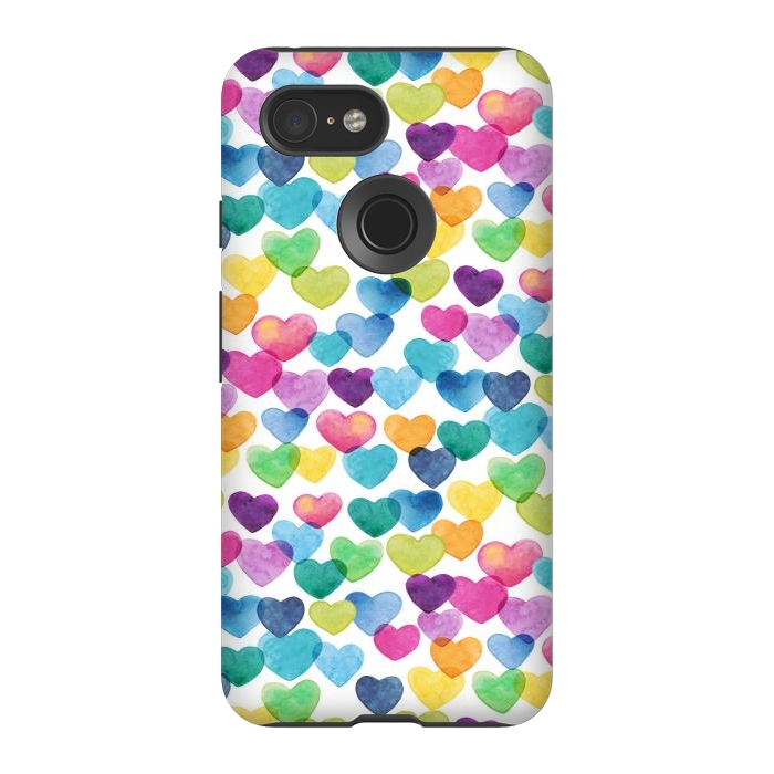 Pixel 3 StrongFit Scattered Love Hearts by gingerlique