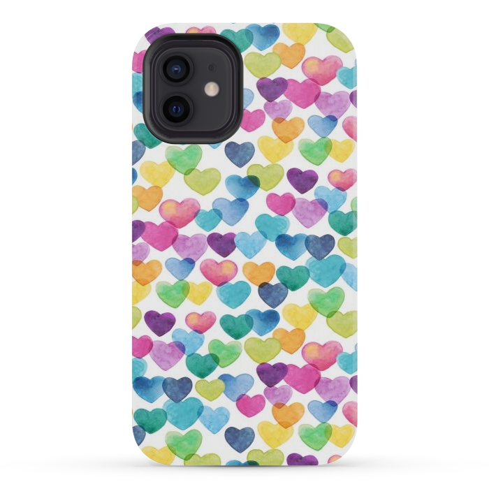 iPhone 12 mini StrongFit Scattered Love Hearts by gingerlique