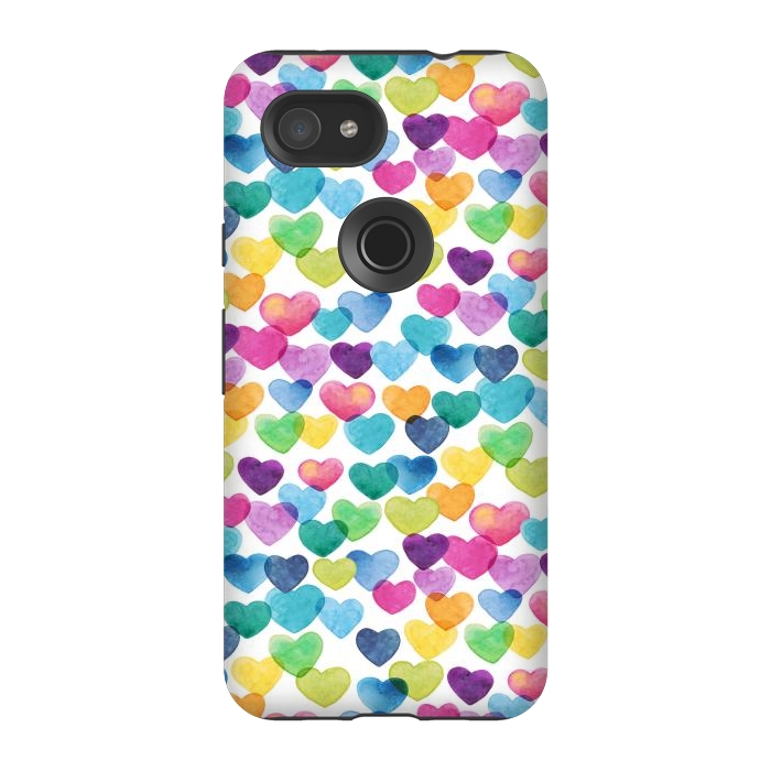 Pixel 3A StrongFit Scattered Love Hearts by gingerlique