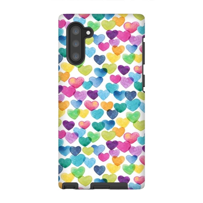 Galaxy Note 10 StrongFit Scattered Love Hearts by gingerlique