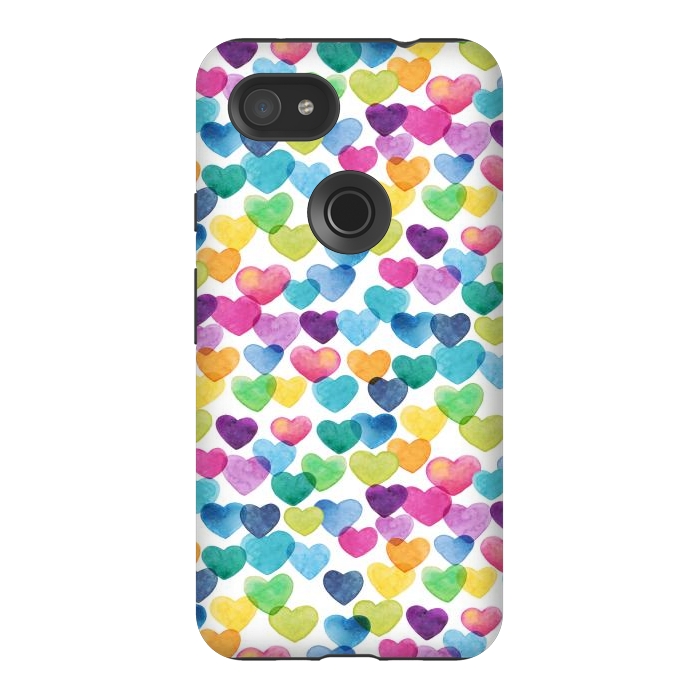 Pixel 3AXL StrongFit Scattered Love Hearts by gingerlique