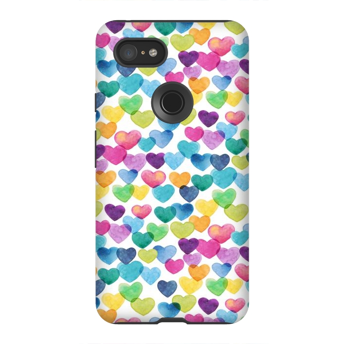 Pixel 3XL StrongFit Scattered Love Hearts by gingerlique