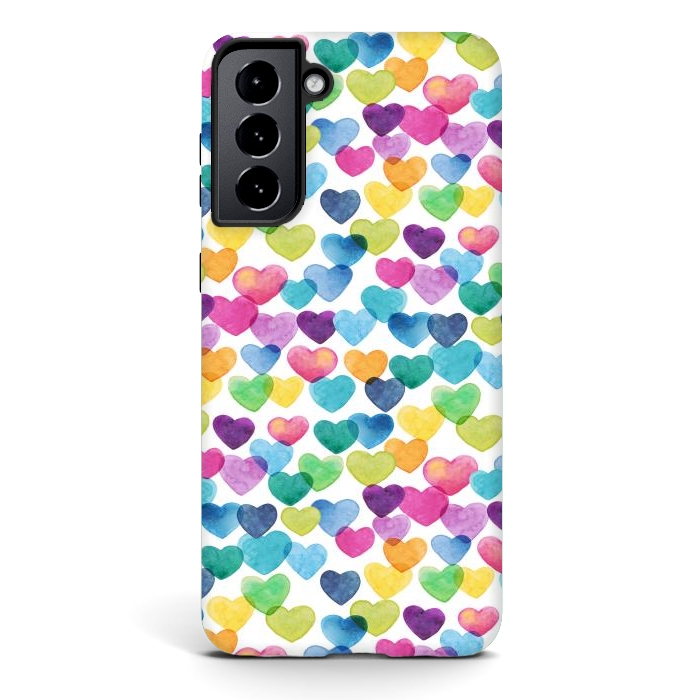 Galaxy S21 StrongFit Scattered Love Hearts by gingerlique