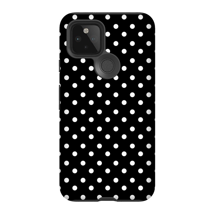 Pixel 5 StrongFit Cute little white polka dots on black by DaDo ART