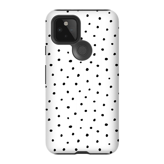 Pixel 5 StrongFit Hand drawn little black polka dots on white by DaDo ART