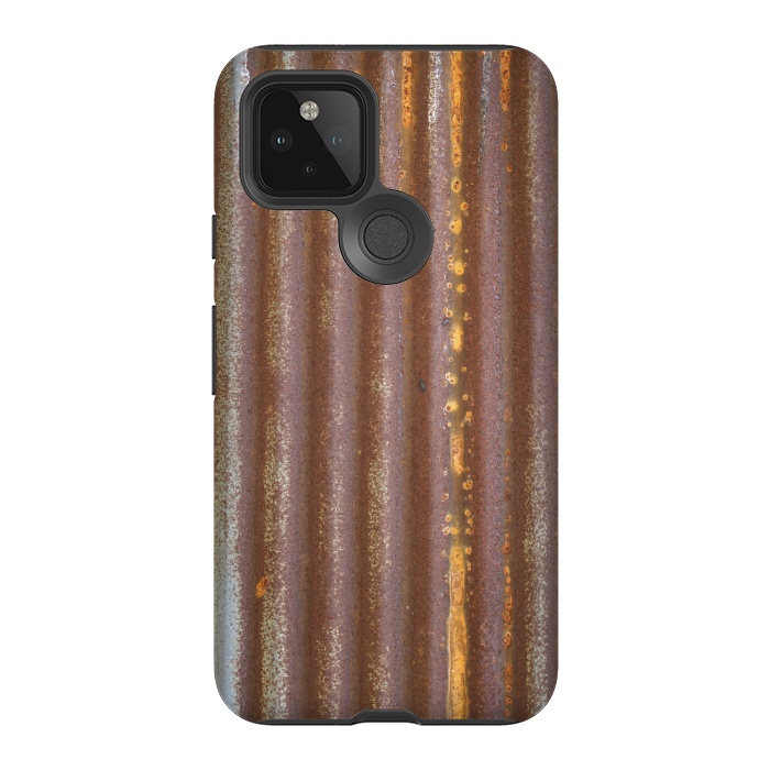 Pixel 5 StrongFit Old Rusty Corrugated Sheet 2 by Andrea Haase