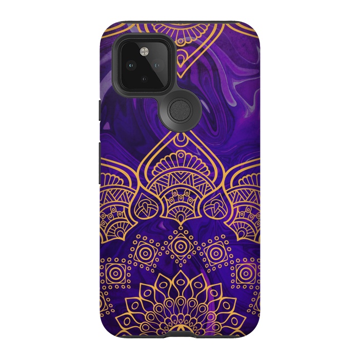 Pixel 5 StrongFit Mandala in Purple Marble by Rossy Villarreal