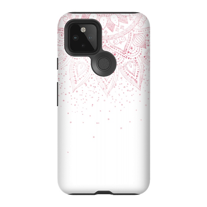 Pixel 5 StrongFit Elegant rose gold mandala confetti design by InovArts