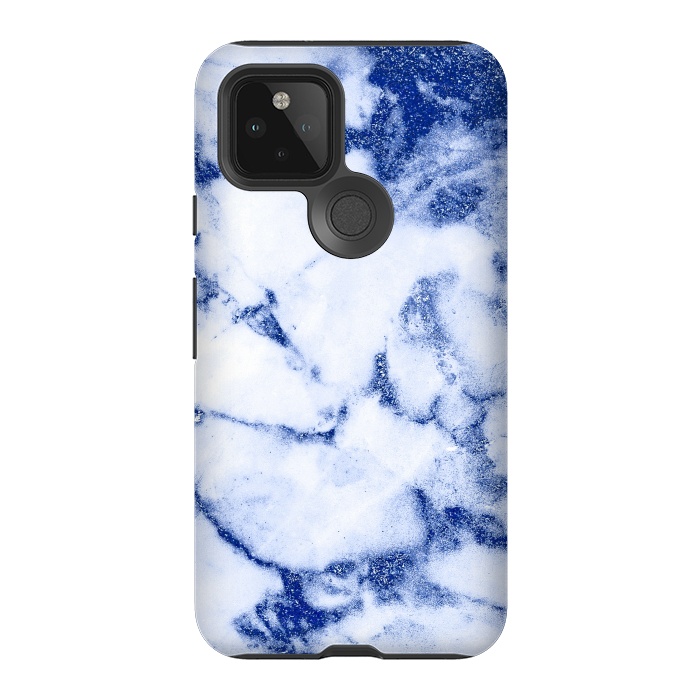 Pixel 5 StrongFit Blue Veined Glitter Marble by  Utart